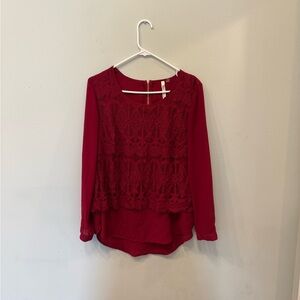 NY Collection Red Lace Women's Blouse